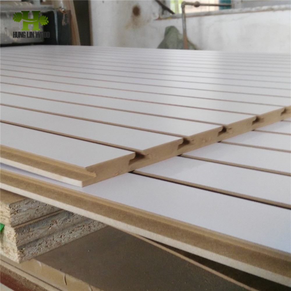 15mm Slatwall MDF Slotted Board Slotted Melamine MDF with 7 Grooved Slots