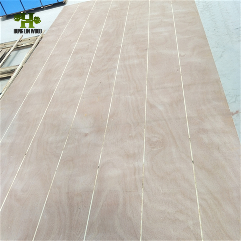 4*8 FT U/V/W Shape Grooved/ Slotted Plywood From China Manufacturer