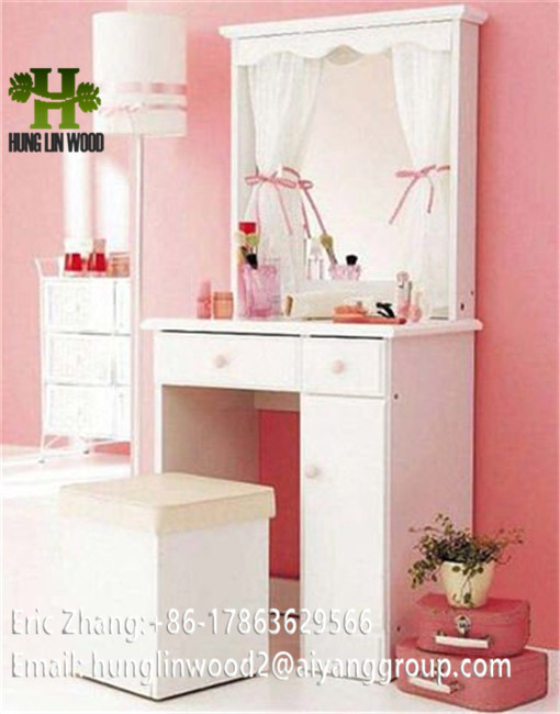 Modern Bedroom Wooden Dressing Table with Huge Mirror